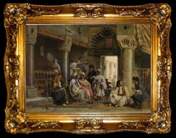 framed  unknow artist Arab or Arabic people and life. Orientalism oil paintings  425, ta009-2